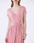 SIXDO G-Pink V-Neck Woven Flared Dress